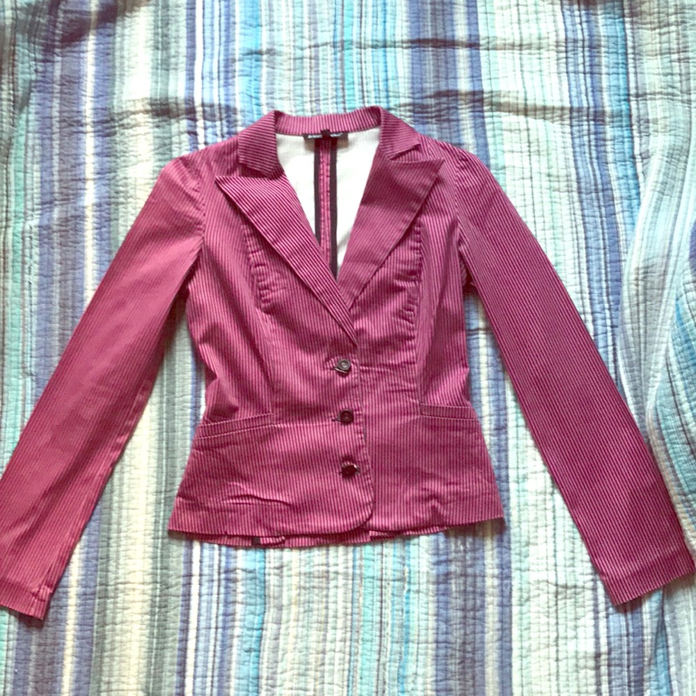 Pink and Black striped blazer
